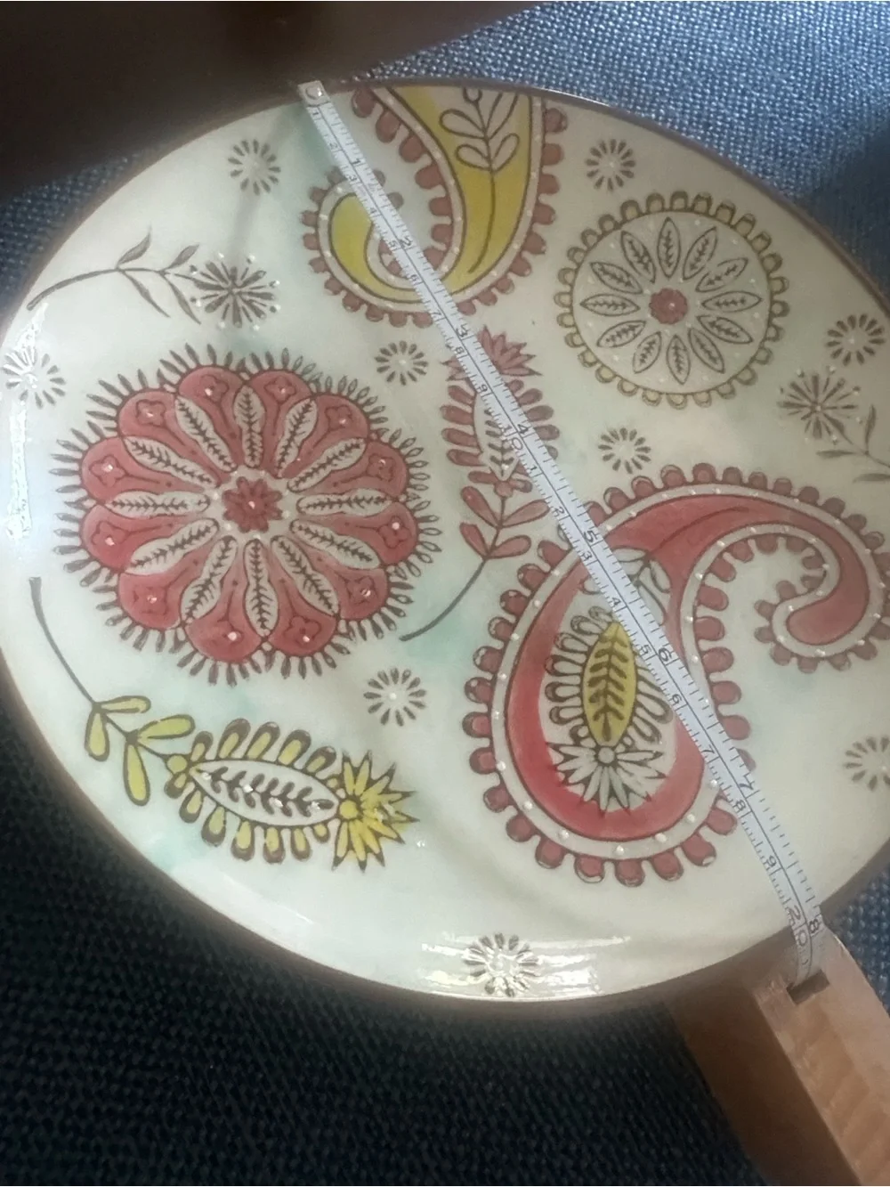 Couleur Nature Set of 4 Hand Paint Paisley Print Plates 8”